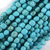 7mm - 8mm blue turquoise cube pebble nugget beads 15