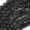 Natural Black Jade Carved Round Beads Gemstone 15