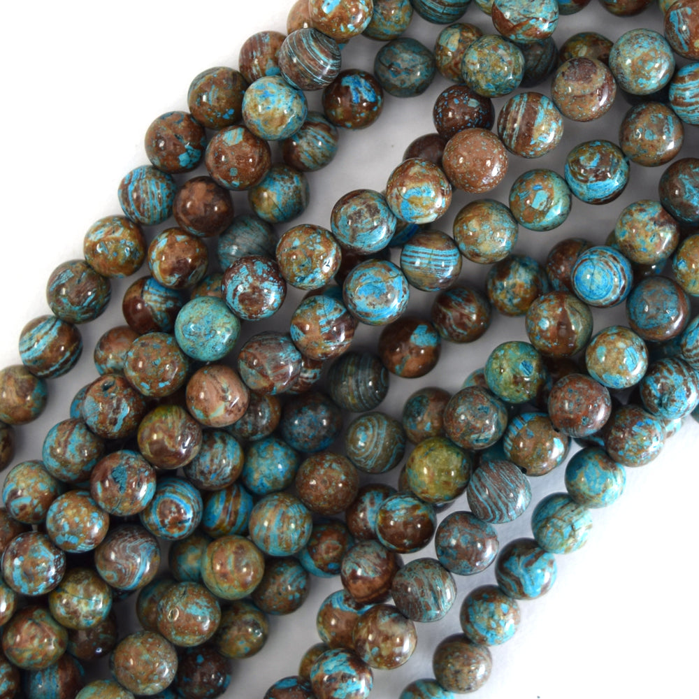 Brown Blue Turquoise Round Beads Gemstone 15" Strand 4mm 6mm 8mm 10mm 12mm