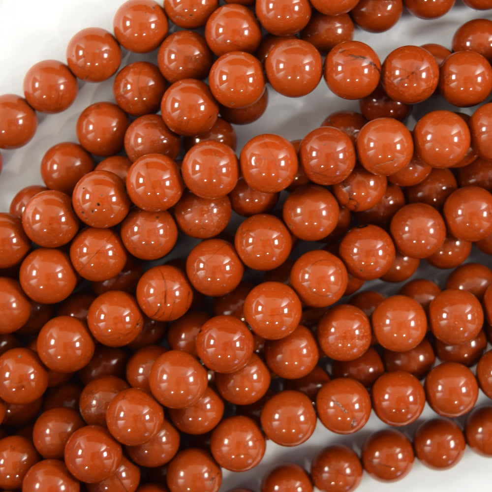 AA Natural Red Jasper Round Beads Gemstone 15" Strand 6mm 8mm 10mm