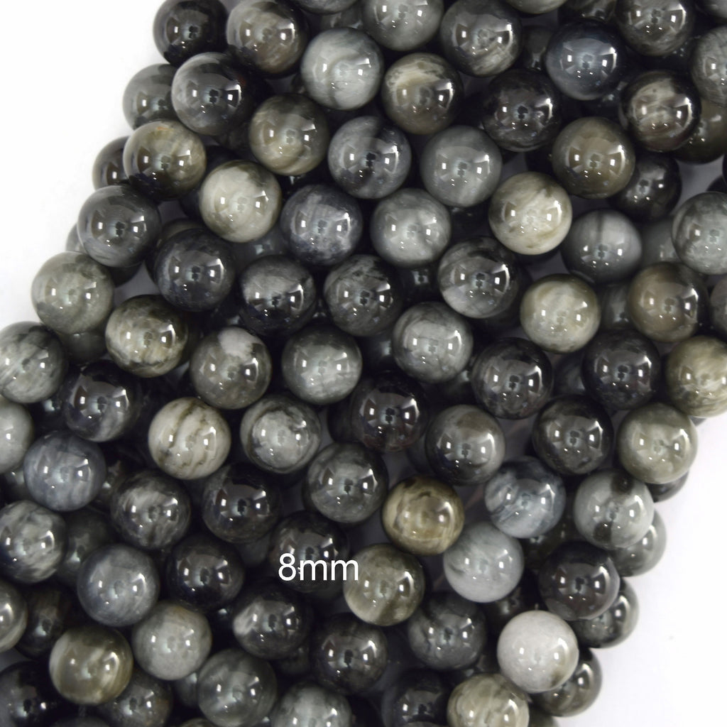 AA Natural Gray Hawk Eye Round Beads 15.5" Eagle Eye 4mm 6mm 8mm 10mm 12mm S1