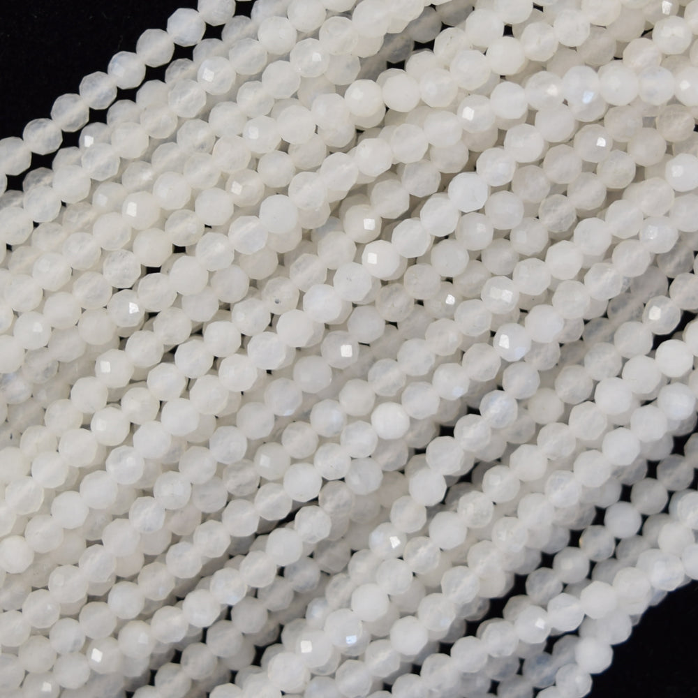 Natural Faceted Cream White Moonstone Round Beads 15.5" 3mm 4mm 6mm 8mm 10mm