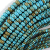 Brown Matrix Blue Turquoise Rondelle Button Beads 15.5