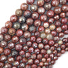 Mystic Titanium Faceted Red Jasper Round Beads 15