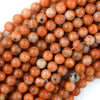 Natural Orange Calcite Round Beads Gemstone 15.5