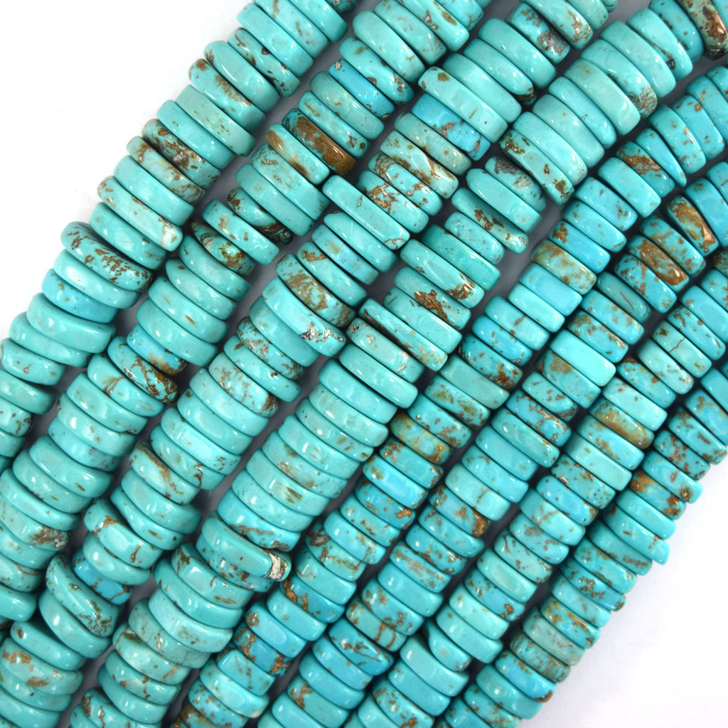 Blue Turquoise Heishi Disc Beads Gemstone 15" Strand 9-10mm 11-12mm S3