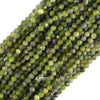 Natural Micro Faceted Canadian Green Nephrite Jade Round Beads 15.5