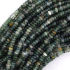 Natural Green Moss Agate Rondelle Button Beads 15
