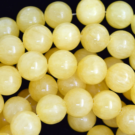 Natural Light Yellow Honey Jade Round Beads Gemstone 15" Strand 6mm 8mm 10mm