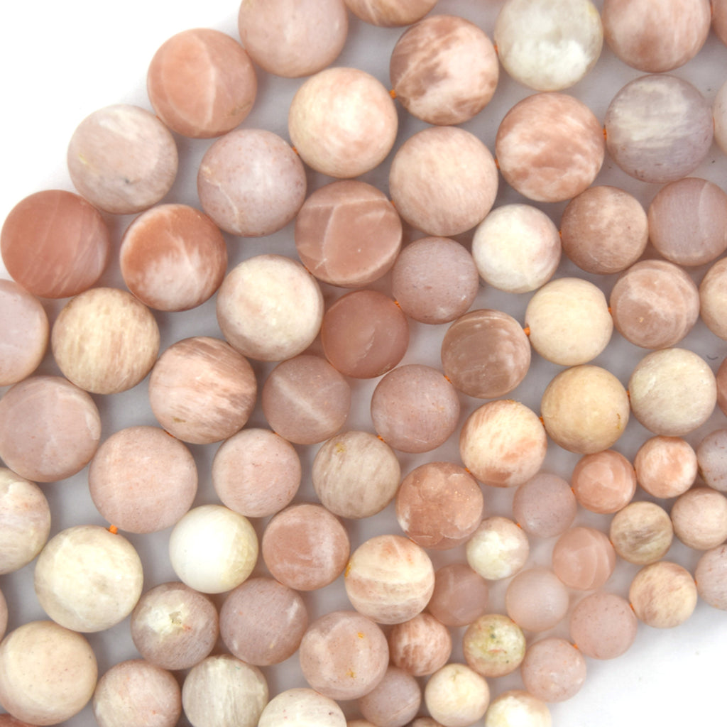Natural Matte Sunstone Round Beads Gemstone 15" Strand 6mm 8mm 10mm