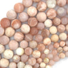 Natural Matte Sunstone Round Beads Gemstone 15