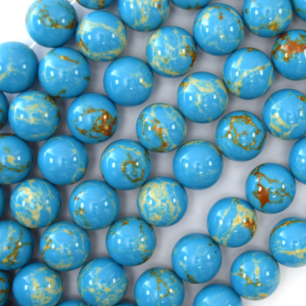 Synthetic Turquoise Blue Sea Sediment Jasper Round Beads 15.5" 6mm 8mm 12mm