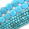 Faceted Blue Turquoise Coin Disc Beads Gemstone 15