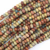 Natural Brown Blue Snake Skin Jasper Rondelle Button Beads 15.5