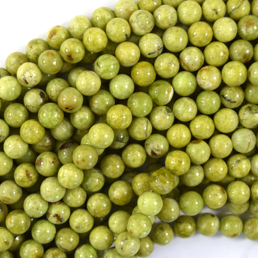 AA Natural Lemon Green Opal Round Beads Gemstone 15" Strand 6mm 8mm S2