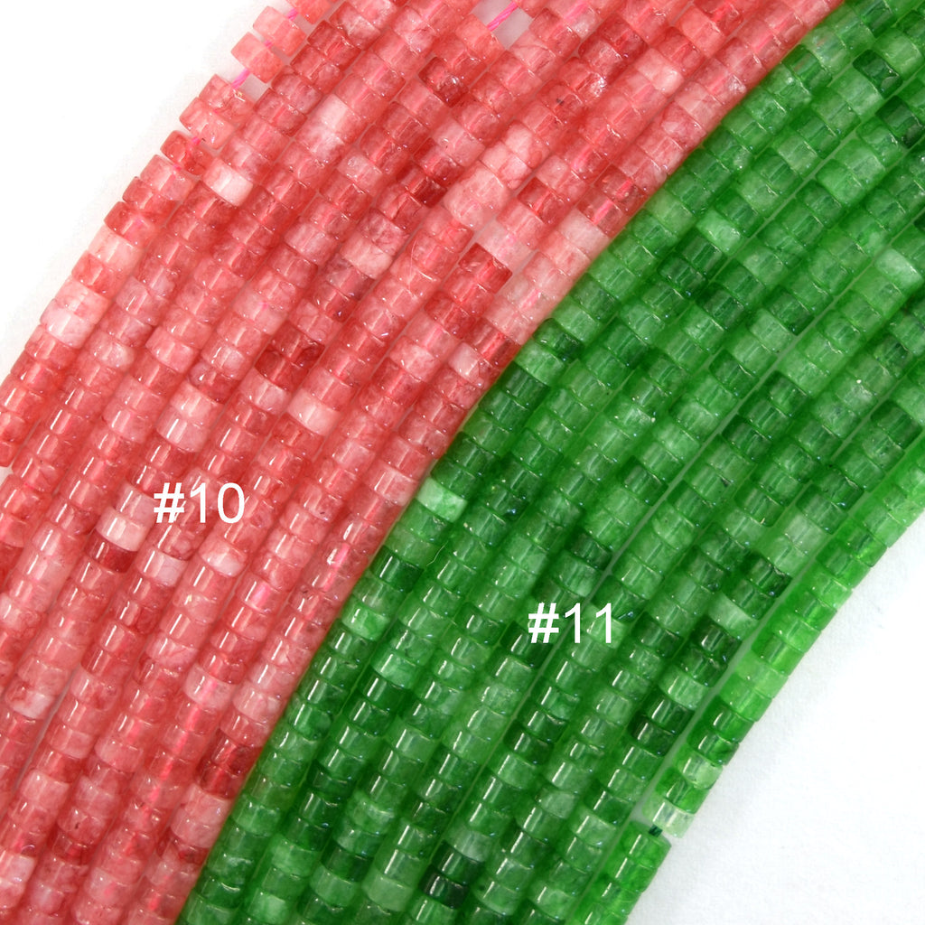 2x4mm Colored Mountain Jade Heishi Disc Beads Gemstone 15" Strand 4mm