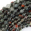Natural African Blood Agate Prism Double Point Cut Faceted Beads 15.5
