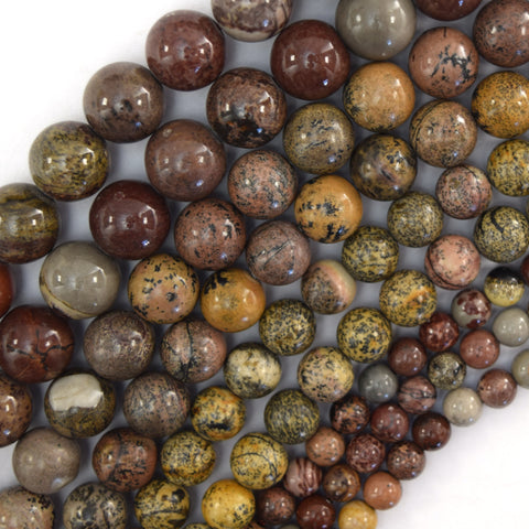18mm natural ocean jasper coin beads 15.5" strand