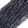 Natural Faceted Blue Iolite Round Beads Gemstone 15.5