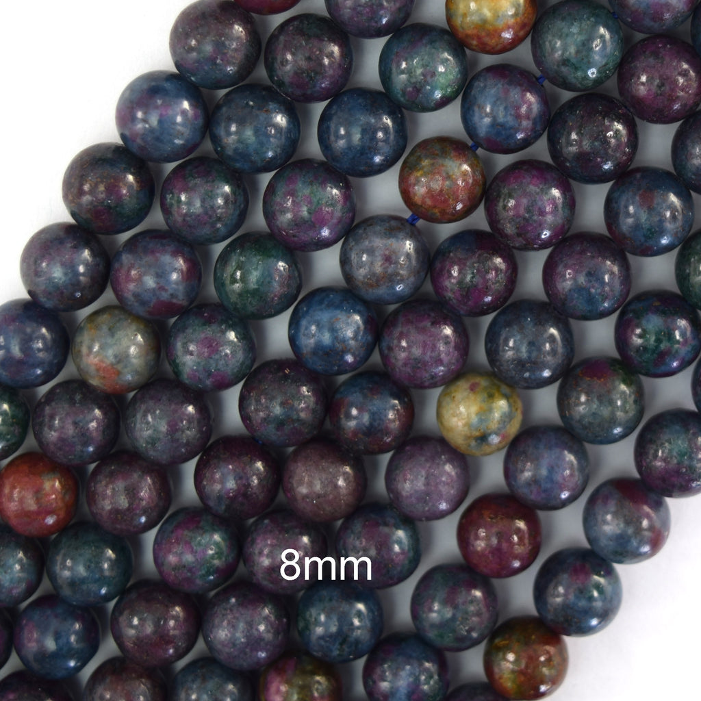 Natural Genuine Ruby Sapphire Round Beads Gemstone 15" Strand 6mm 8mm 10mm