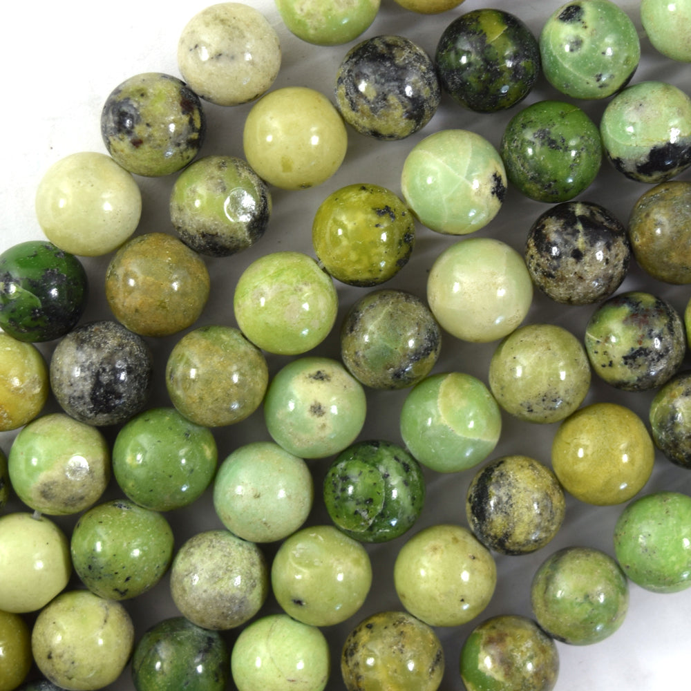 Natural Green Yellow Chrysoprase Round Beads Gemstone 15" Strand 6mm 8mm 10mm