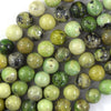 Natural Green Yellow Chrysoprase Round Beads Gemstone 15