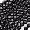 Natural Faceted Black Spinel Round Beads Gemstone 15.5