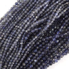 Natural Faceted Blue Iolite Round Beads Gemstone 15.5