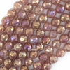 Mystic Titanium Faceted Strawberry Quartz Round Beads 15