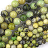 Natural Green Yellow Chrysoprase Round Beads Gemstone 15