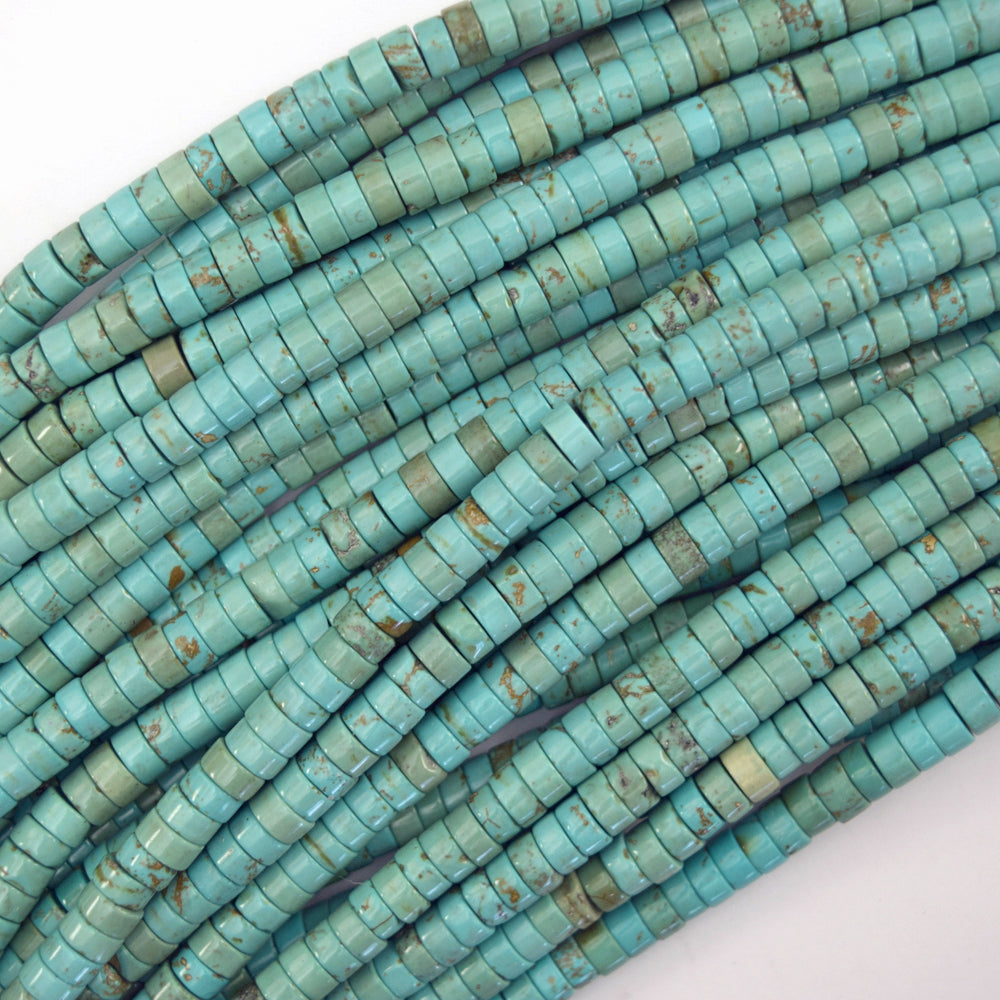 Greenish Blue Turquoise Heishi Disc Beads Gemstone 15" Strand 4mm 6mm 8mm