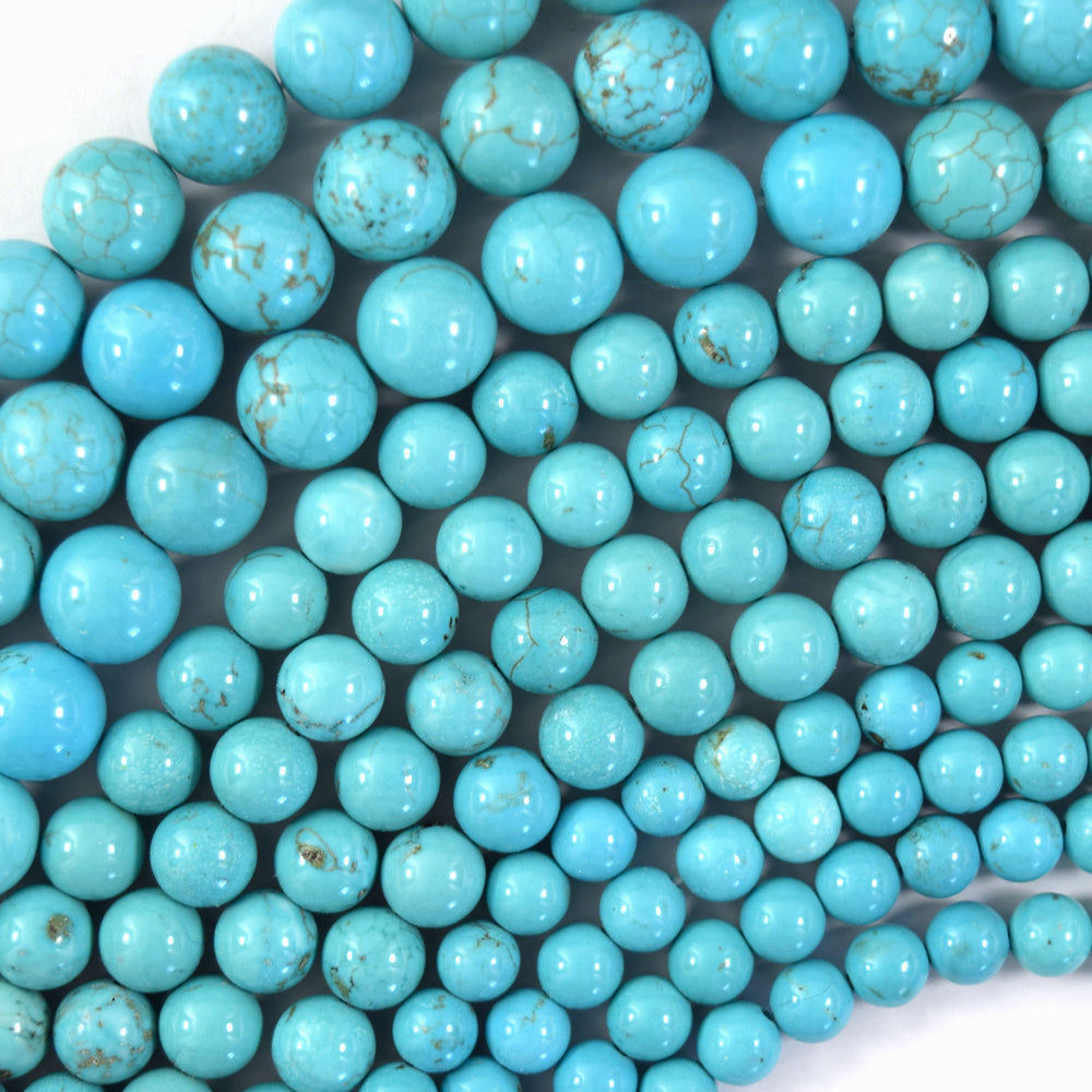 Blue Turquoise Round Beads Gemstone 15" Strand 4mm 6mm 8mm 10mm 12mm S2
