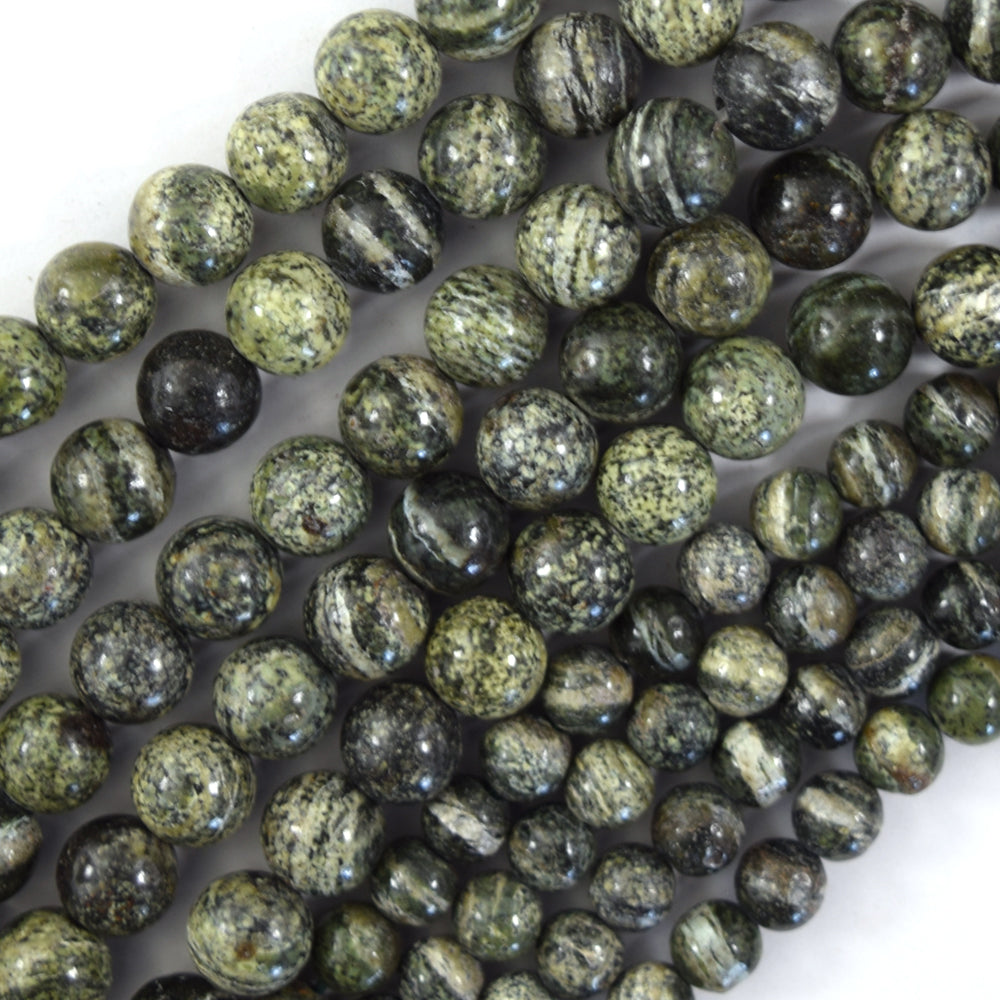 Natural Green Zebra Jasper Round Beads Gemstone 15" Strand 6mm 8mm