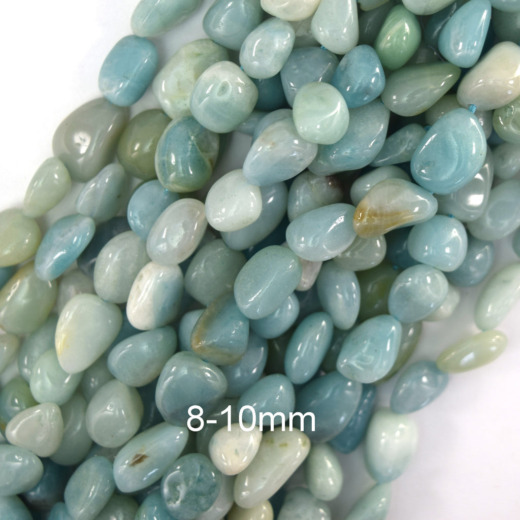 Natural Blue Amazonite Pebble Nugget Beads Gemstone 15.5" Strand 6-8mm 8-10mm