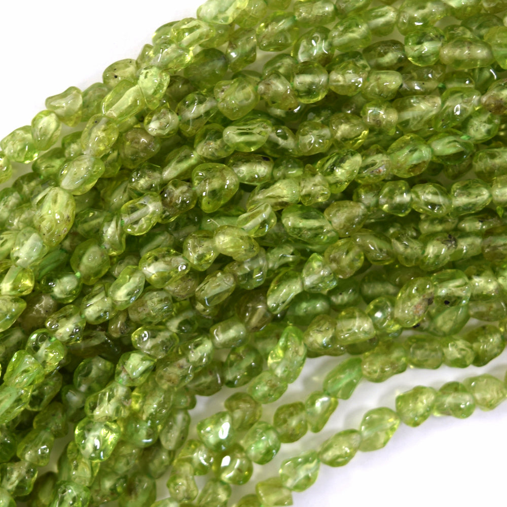 Natural Green Peridot Pebble Nugget Beads Gemstone 15.5" Strand 3-4mm 4-6mm