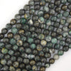 Rare Natural Pyrite In Blue Green Jade Round Beads 15