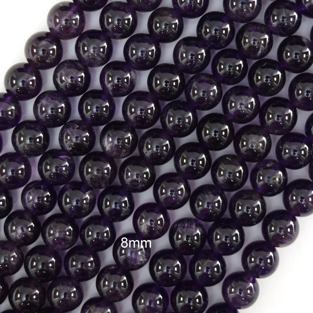 AA Natural Purple Amethyst Round Beads Gemstone 15" Strand 6mm 8mm 10mm