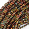 Natural Red Creek Picasso Jasper Rondelle Button Beads 15.5
