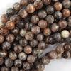 Natural Brown Sunstone Round Beads Gemstone 15.5