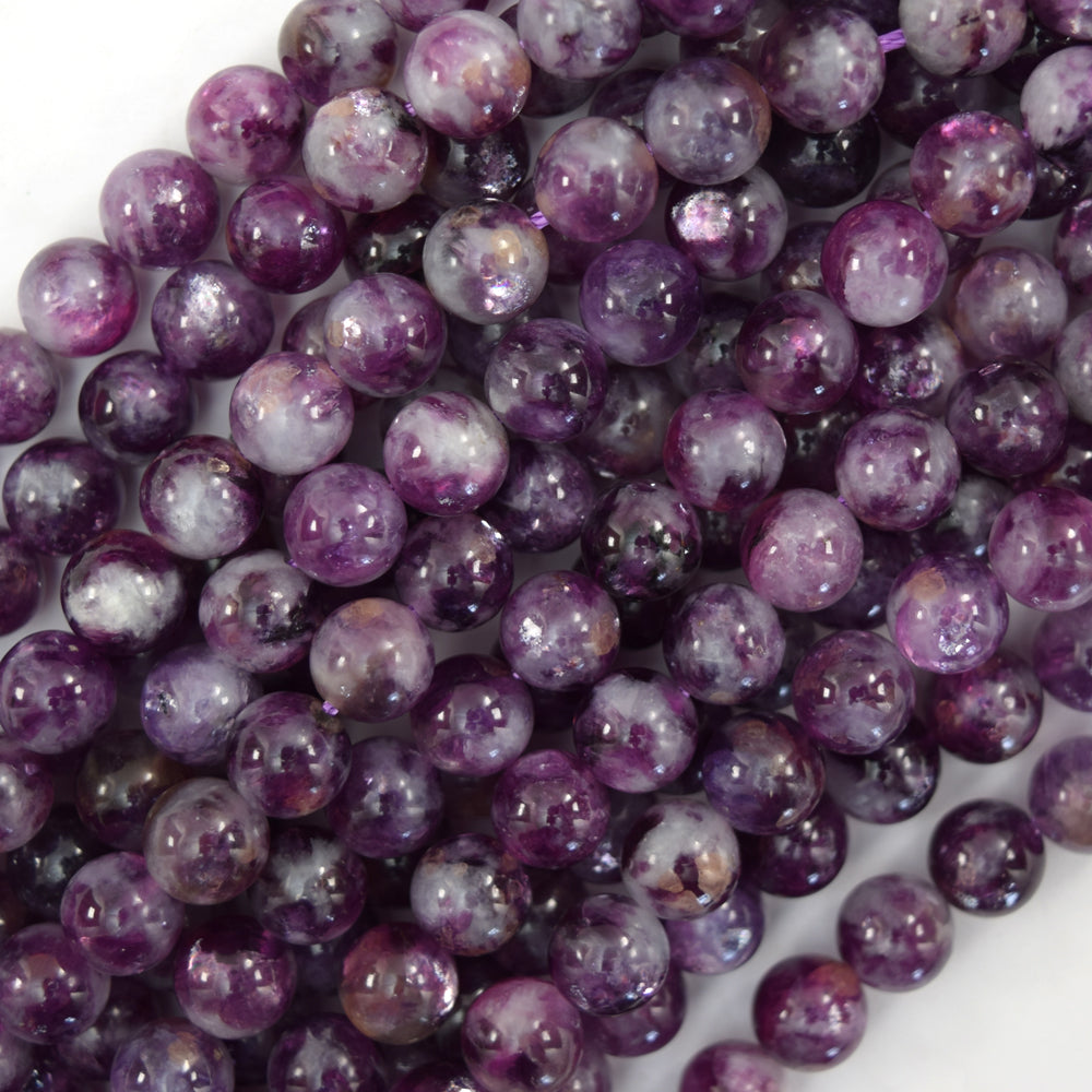 Natural Purple Mica Round Beads Gemstone 15.5" Strand 6mm 8mm 10mm