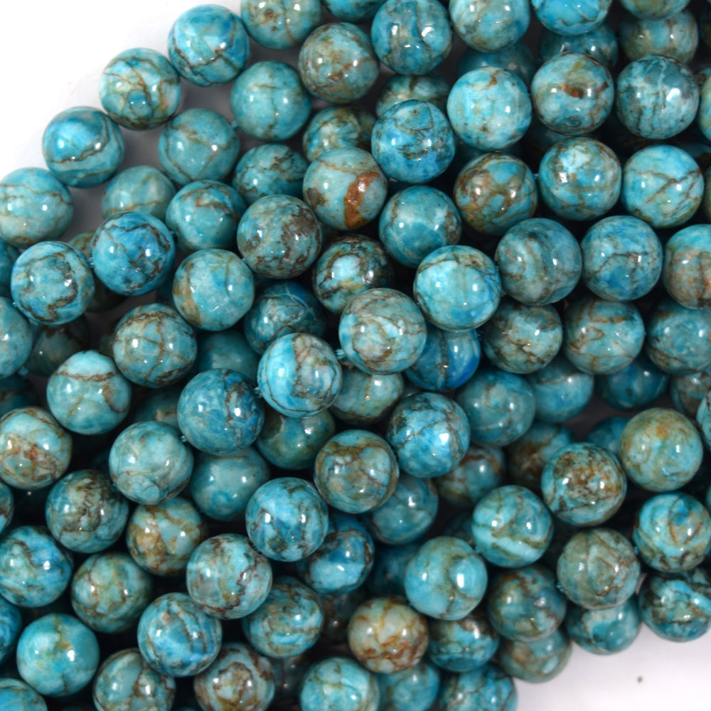 Natural Blue South African Turquoise Round Beads 15" Strand 6mm 8mm 10mm