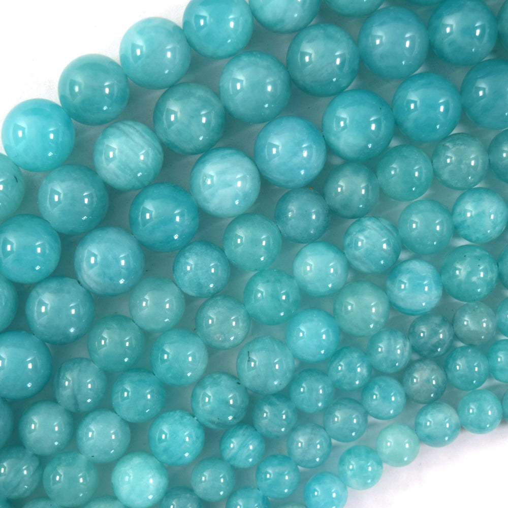 AA Natural African Green Amazonite Round Beads 15" Strand 6mm 8mm 10mm