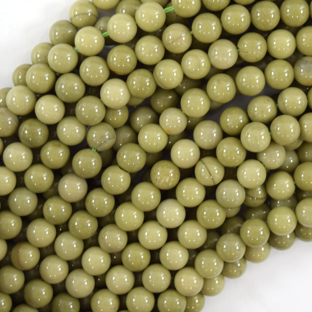 Natural African Matcha Green Jasper Round Beads 15" Strand 4mm 6mm 8mm 10mm