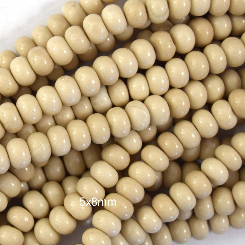 Natural Cream River Stone Rondelle Button Beads 15" Strand 4mm 6mm 8mm