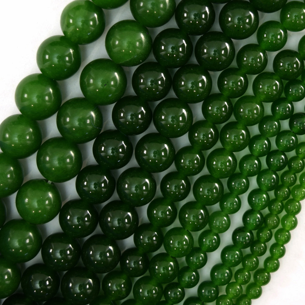 Canadian Green Jade Round Beads Gemstone 15" Strand 4mm 6mm 8mm 10mm 12mm S1