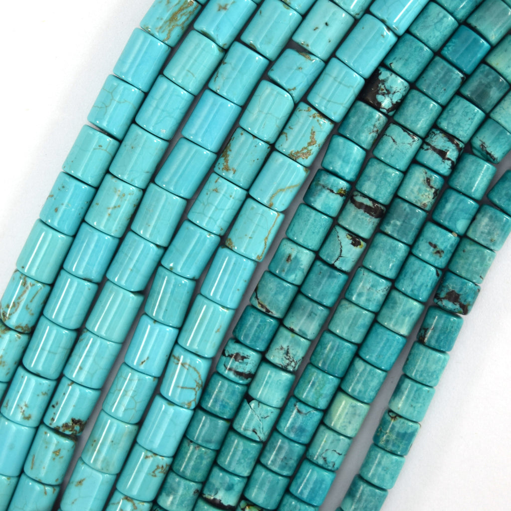 Blue Turquoise Tube Cylinder Beads Gemstone 15.5" Strand 6x6mm 6x8mm