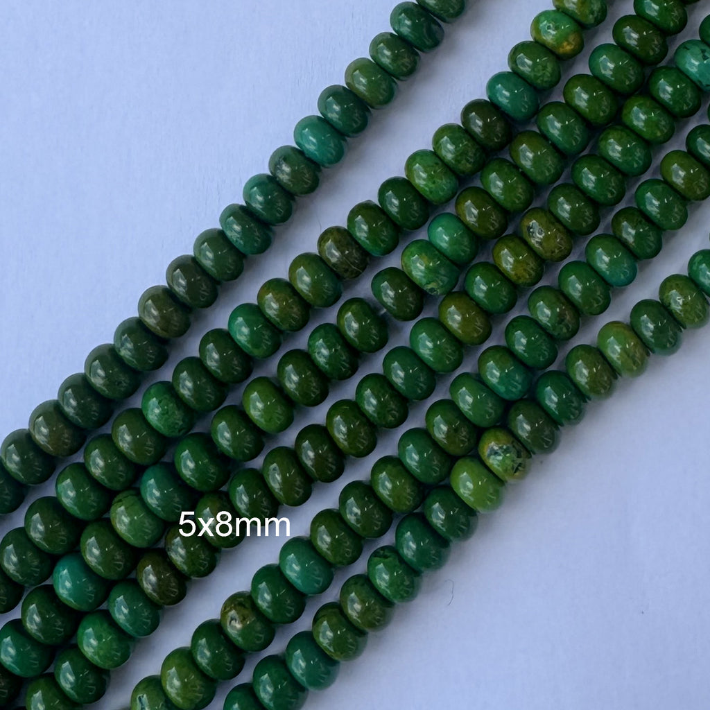 Yellowish Green Turquoise Rondelle Button Beads Gemstone 15" Strand 4m 6mm 8mm
