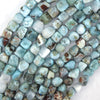 Natural Blue Larimar Cube Pebble Nugget Beads 15