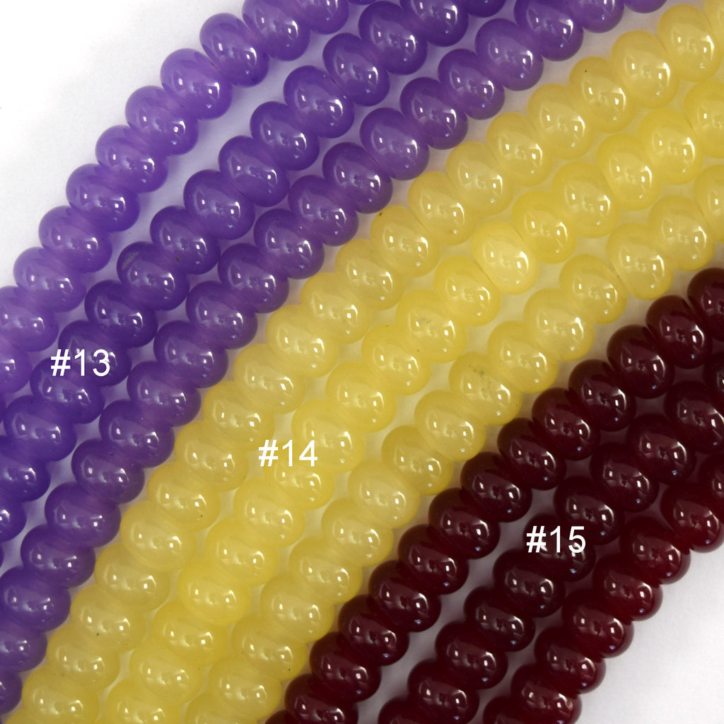 5x8mm Colored Mountain Jade Rondelle Button Beads 15" Strand Blue Green Red
