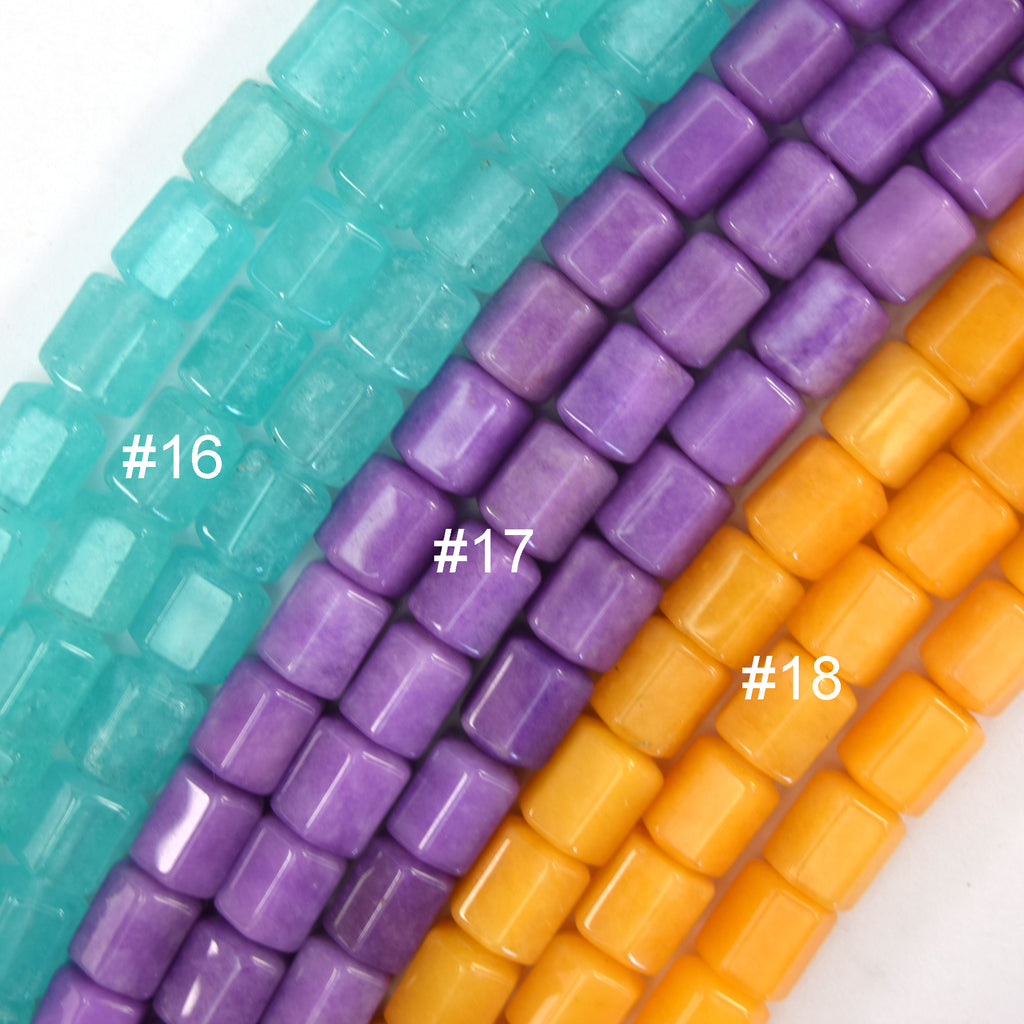 8x10mm Faceted Colored Crystal Quartz Tube Cylinder Beads Gemstone 15" Strand